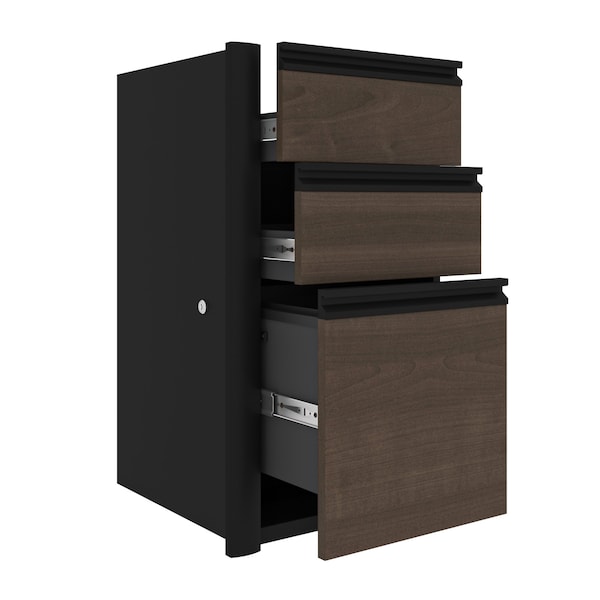 Connexion 16W Add-On Pedestal with 3 Drawers, Antigua & Black